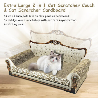 INRLKIT Luxury Cardboard Cat Scratcher Sofa Bed, Couch Shaped Bed