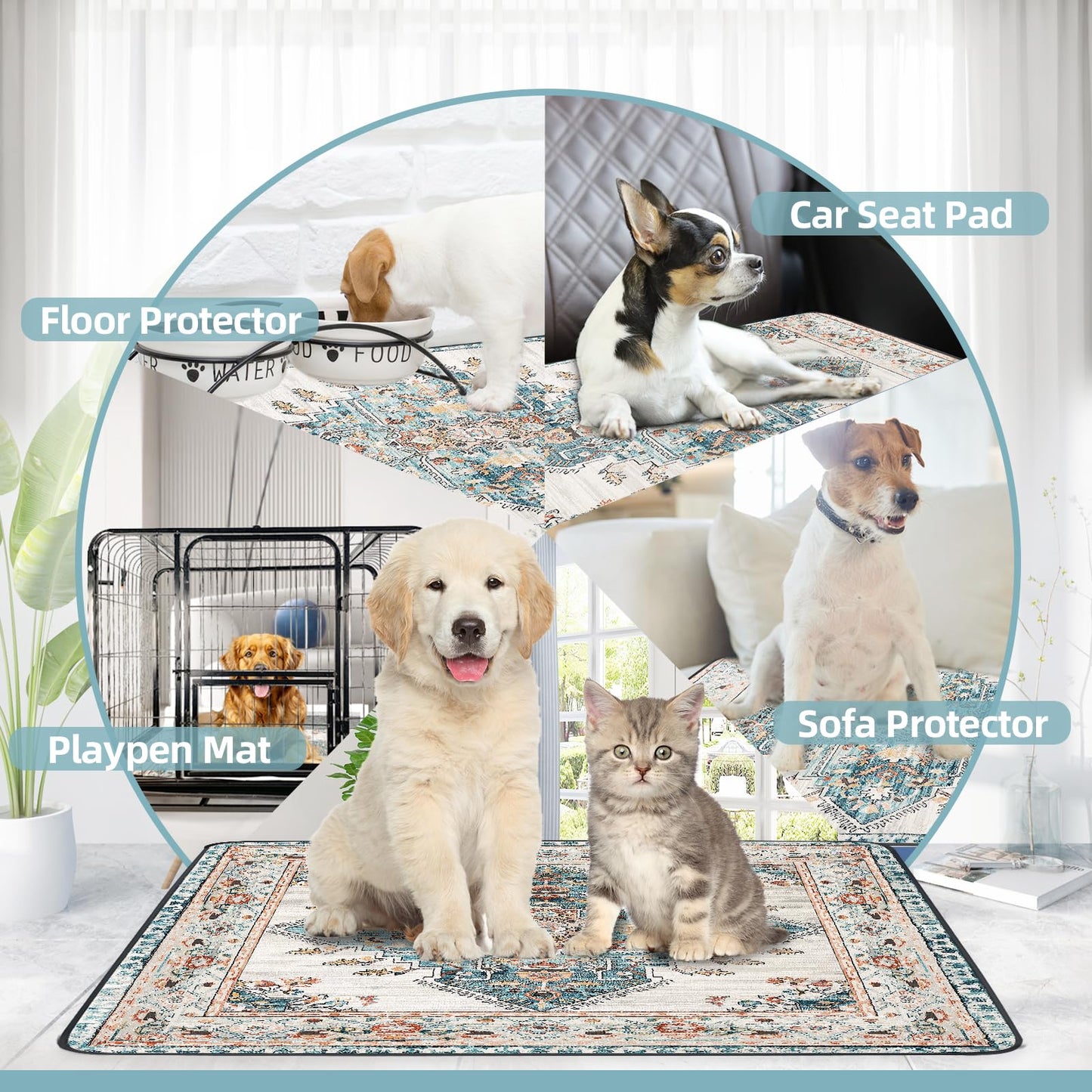 SCLOSE Washable Pee Pad for Dogs Extra Large, 72" x 72" Reusable Mat