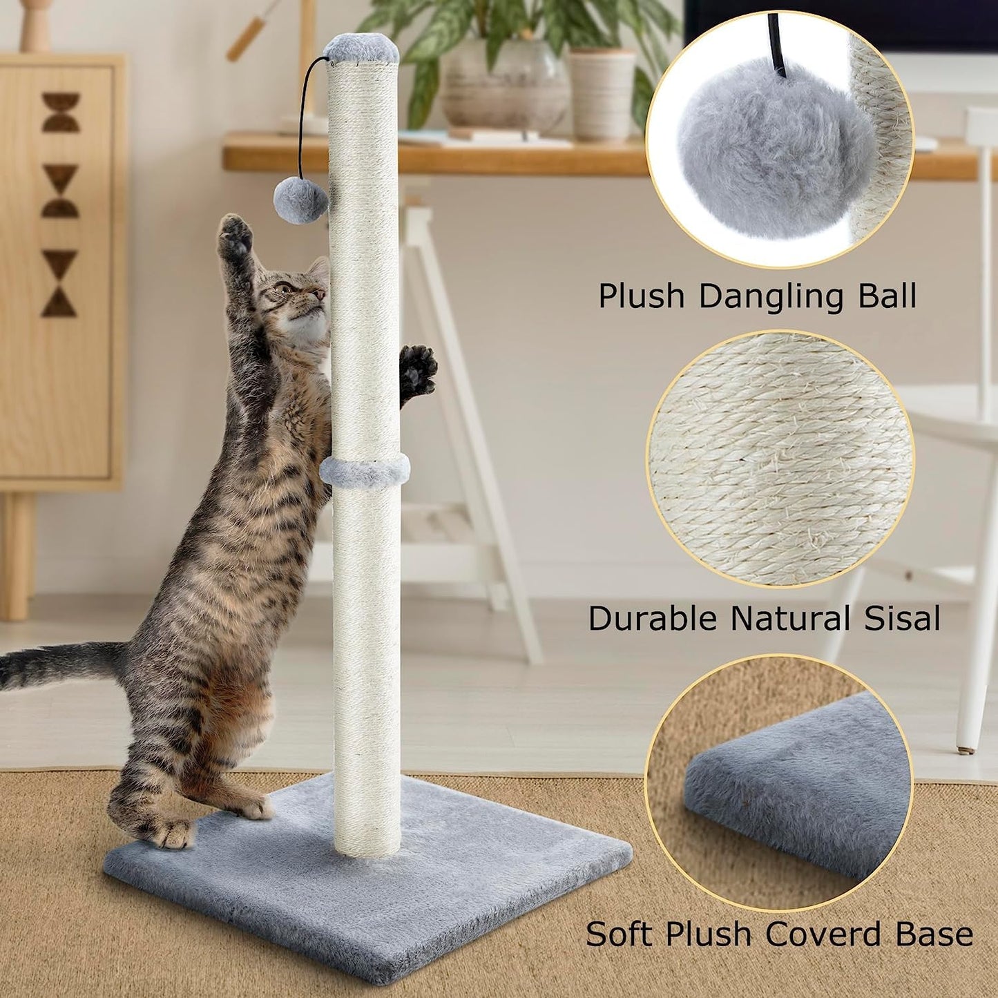 Dimaka 29" Height Tall Cat Scratching Post, Claw Scratcher Scratcher
