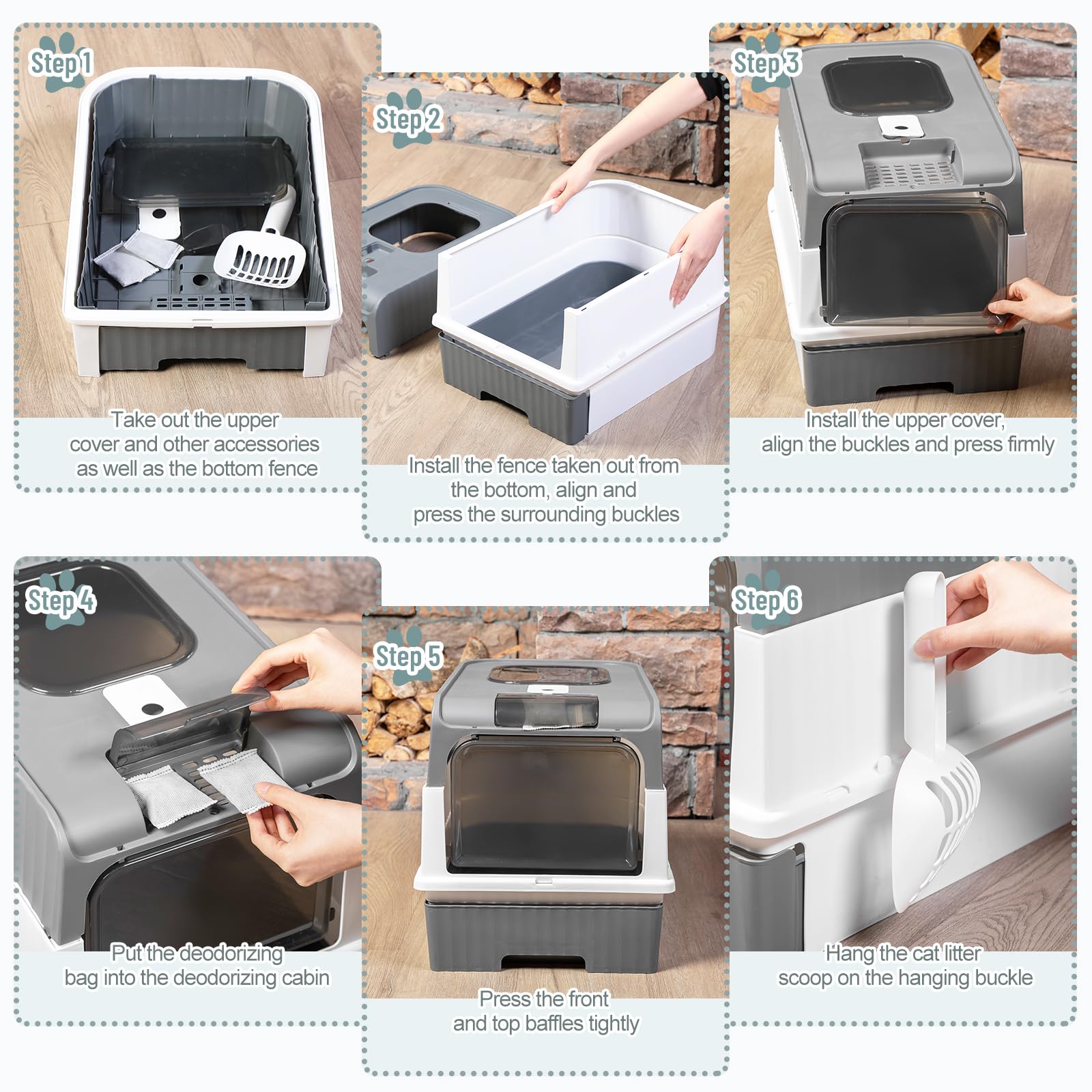 Tioncy 7 Pcs Small Cat Kitten Starter Kit Cat Litter Box with Mat