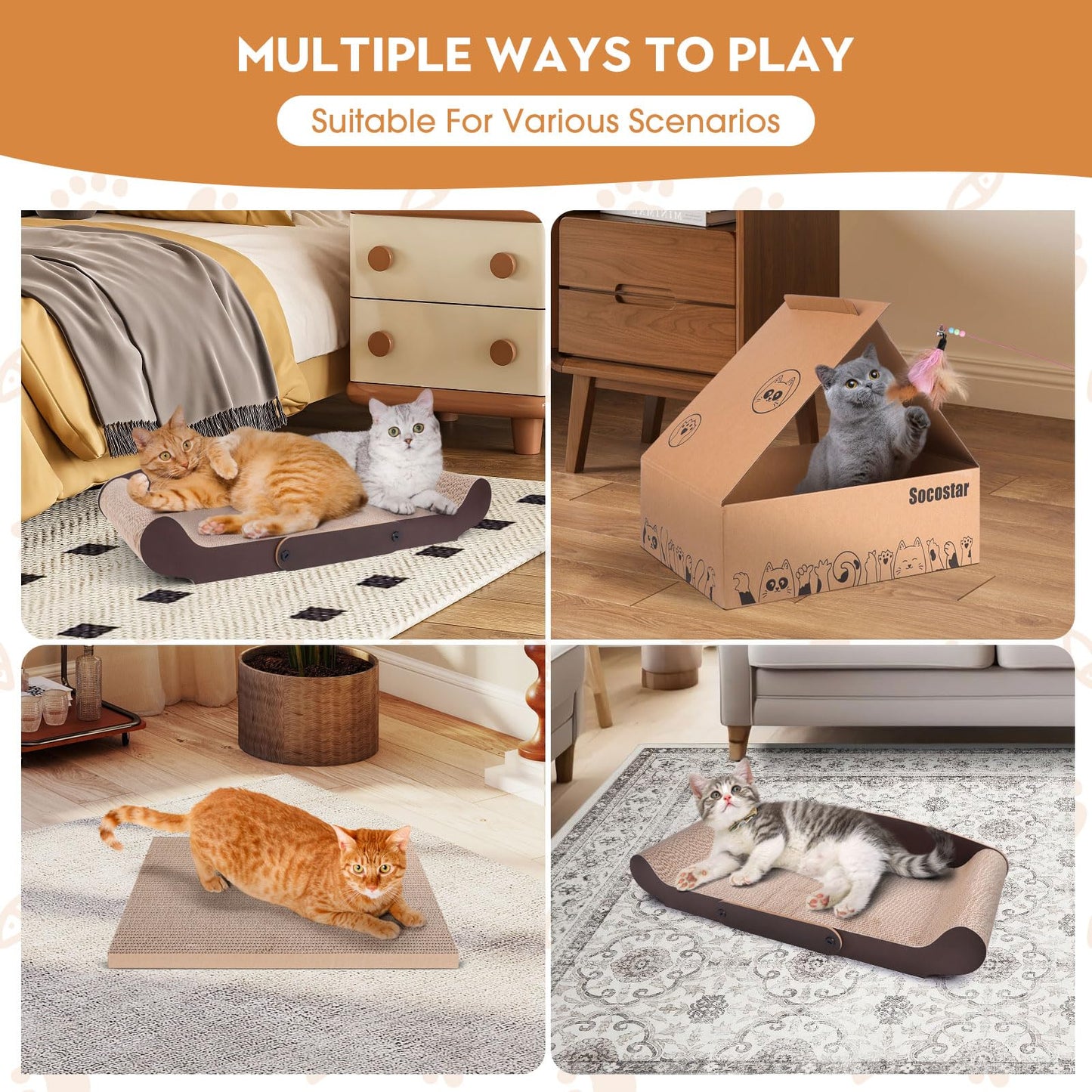 27.6'' Cardboard Cat Scratcher Bed Extra Large Scratching Couch Wand