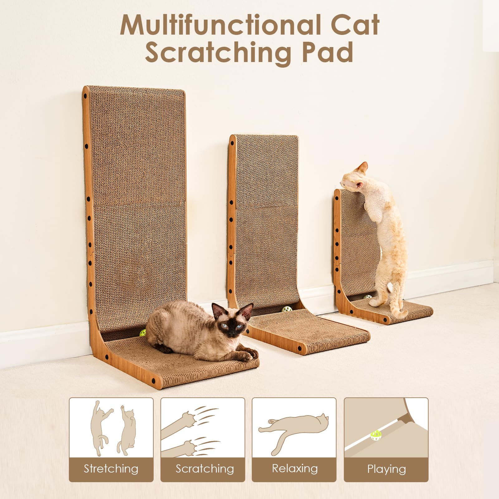 EHEYCIGA Cardboard Cat Scratcher for Indoor Cats, L Shaped Pad