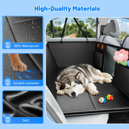 Dog Car Seat Cover for Back Seat with Hard Bottom, PU Leather Seat