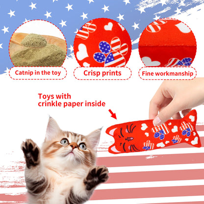 Pai Sence 4th of July Cat Toys for Indoor Cats Patriotic Large Catnip