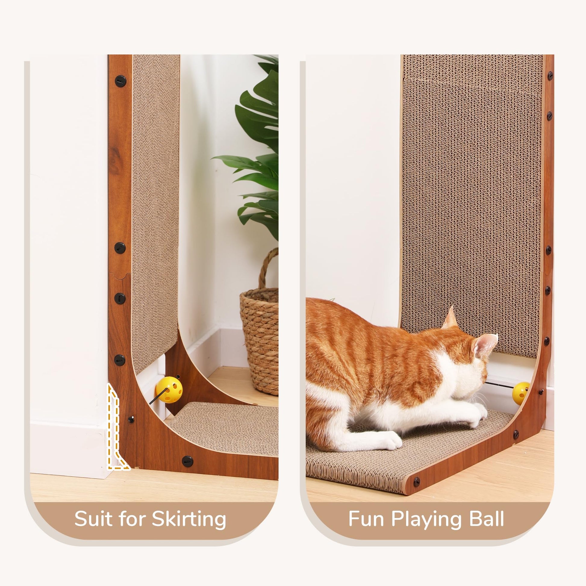 FUKUMARU Cat Scratcher, Cat Scratch Pad for Indoor Cats, L Shaped Pad