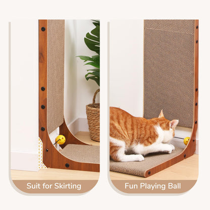 FUKUMARU Cat Scratcher, Cat Scratch Pad for Indoor Cats, L Shaped Pad