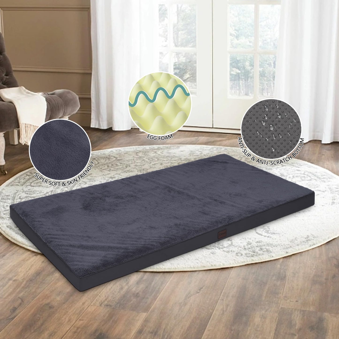 MIHIKK Waterproof Human Dog Bed Orthopedic Dog Beds for Crate