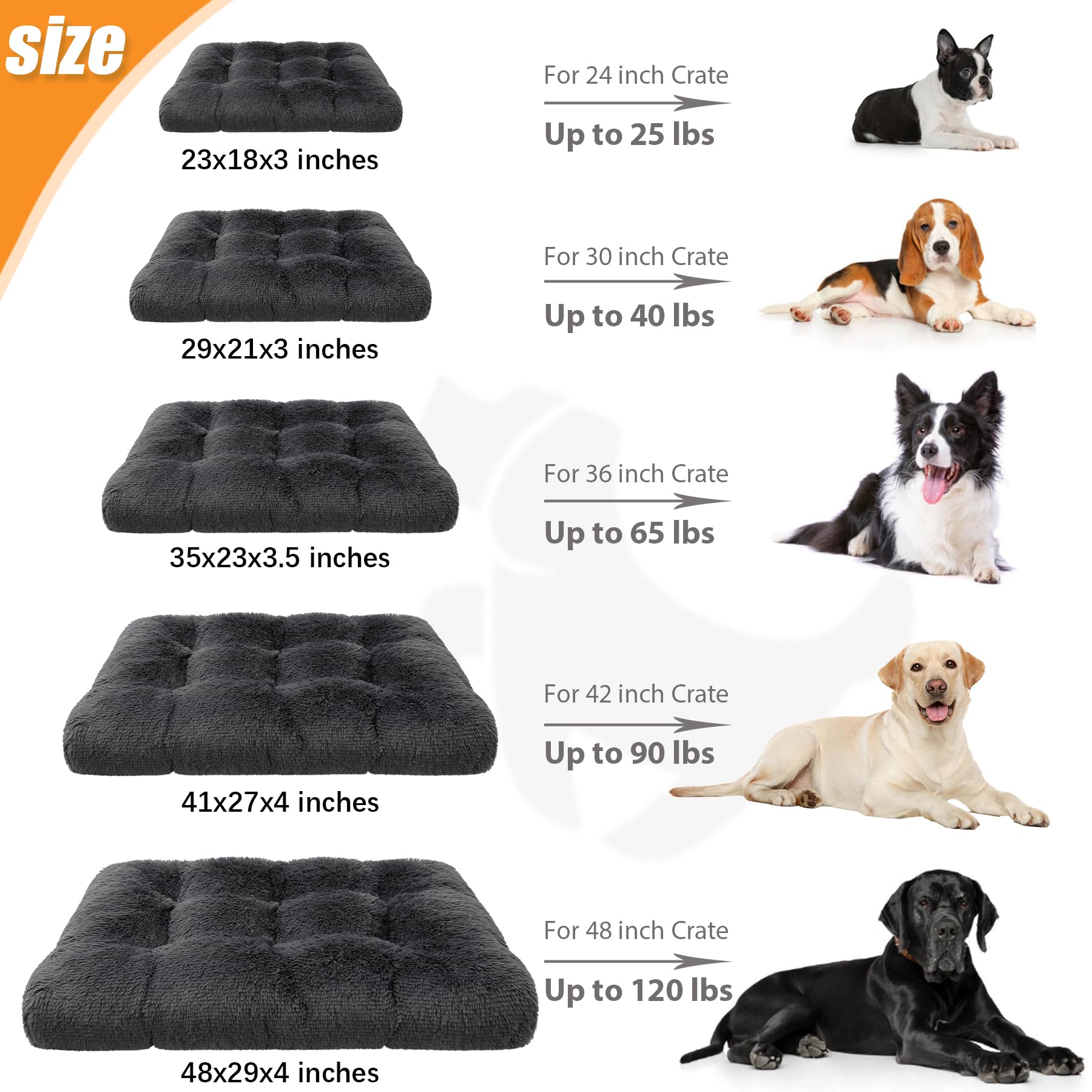 KSIIA Dog Crate Bed Washable Dog Beds for Large Dogs Deluxe Plush Bed