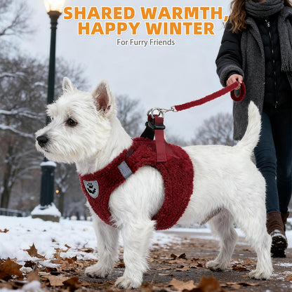 KOOLTAIL Christmas Plush Small Dog Harness and Leash Set, Warm Set