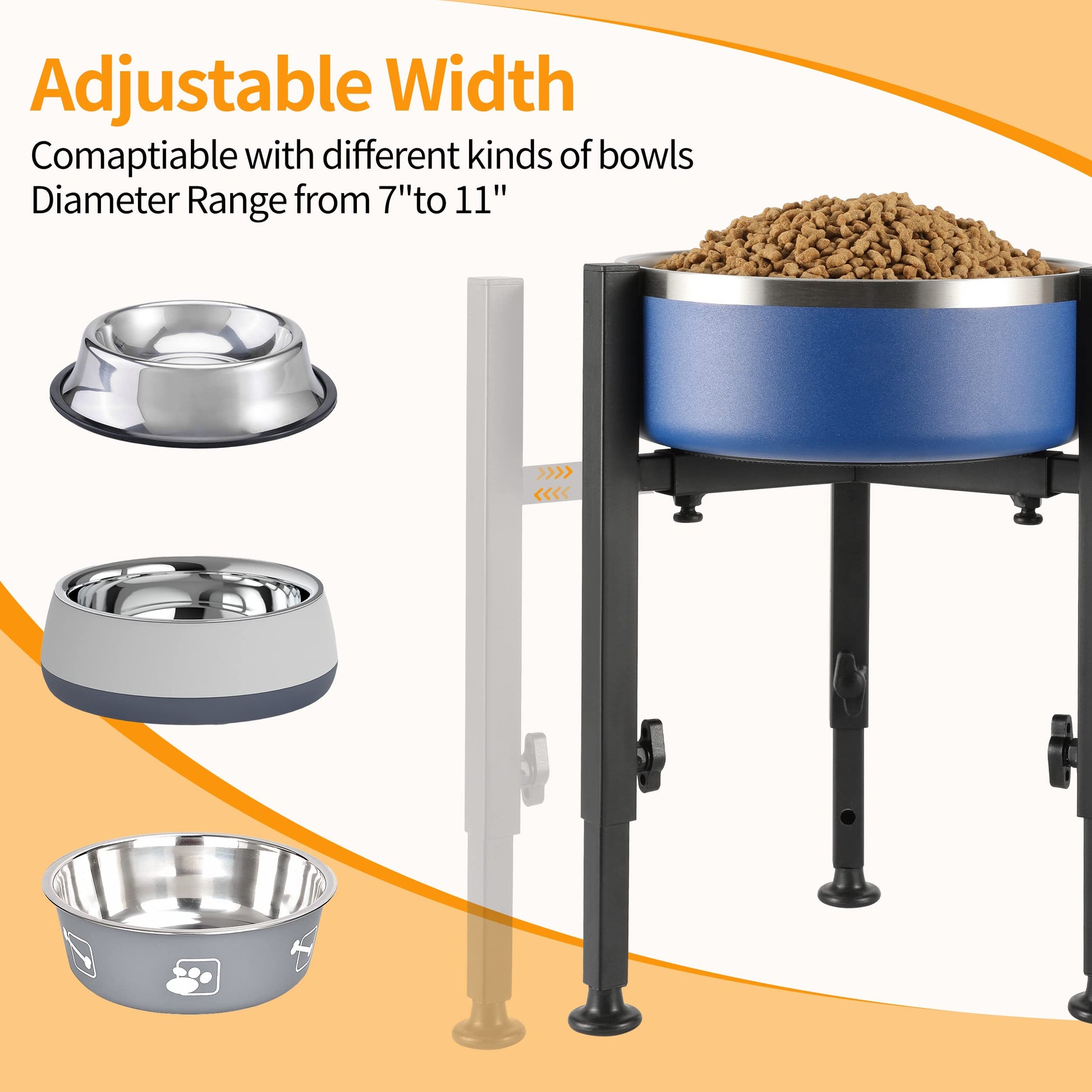 PROERR Single Dog Bowl Stand,Tall Dog Food Stand Adjustable Wide Bowl