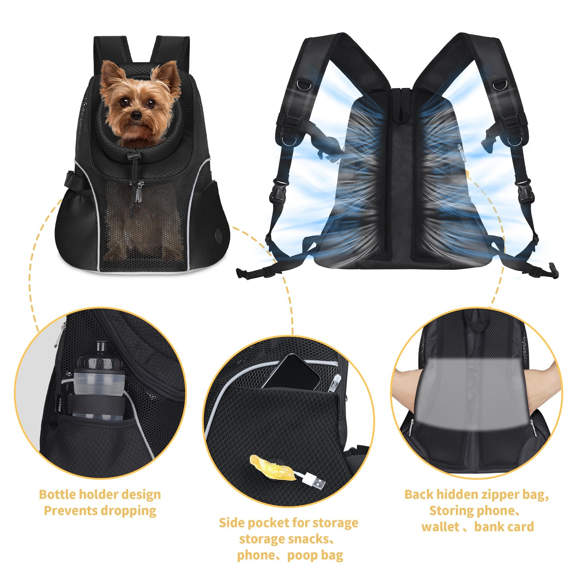 WOYYHO Pet Dog Carrier Backpack Small Dog Front Backpack Carrier