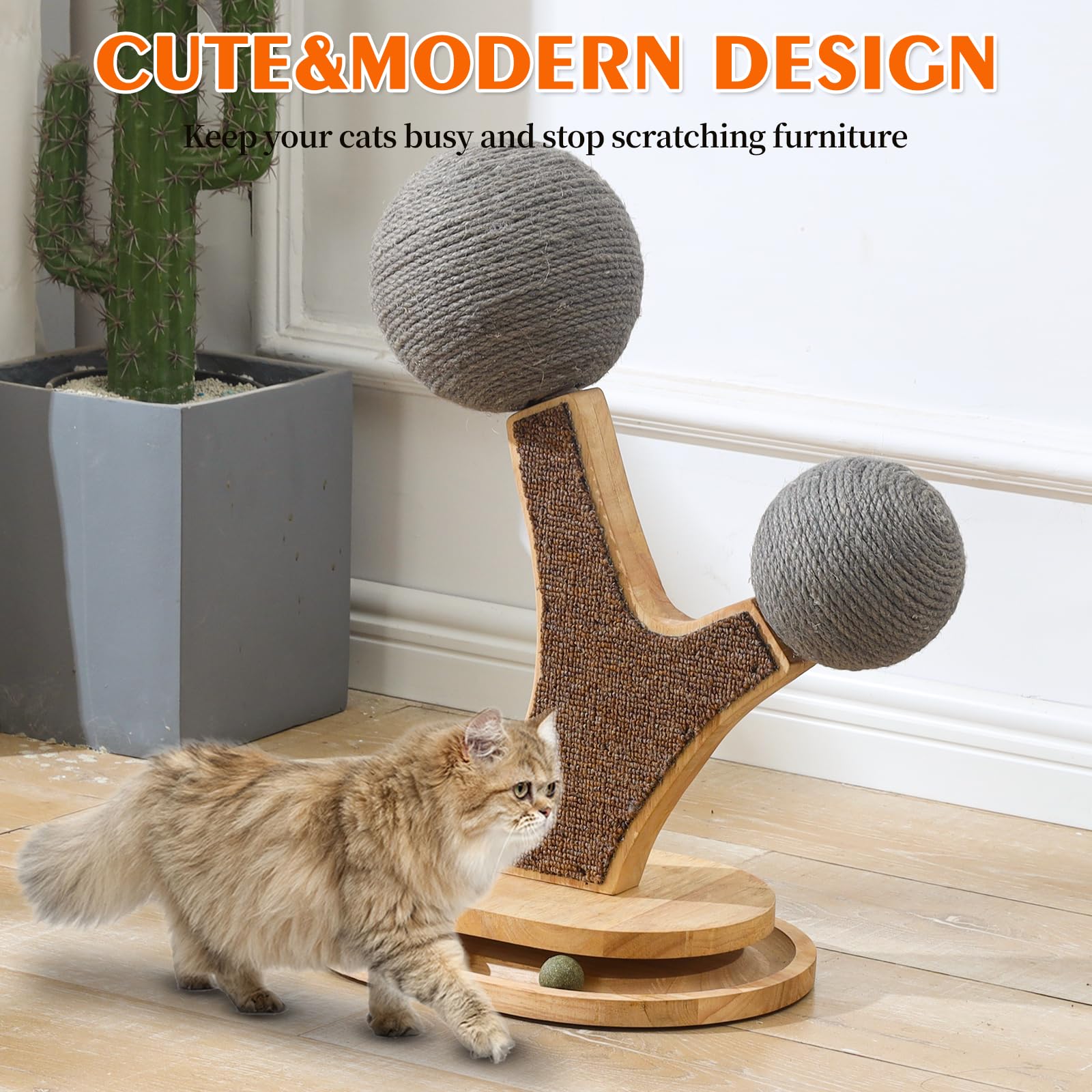 Cat Tree Cat Scratching Post with Vertical Cat Scratcher, Balls