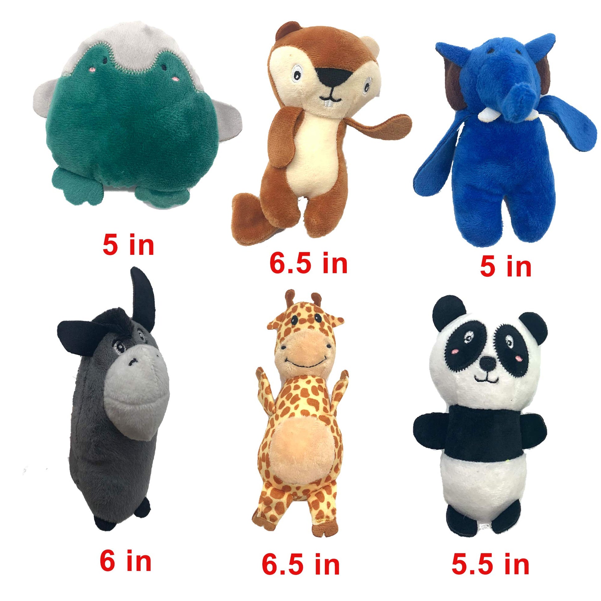 Jalousie 12 Pack Plush Animal Dog Toy, Squeaky Chew Toys