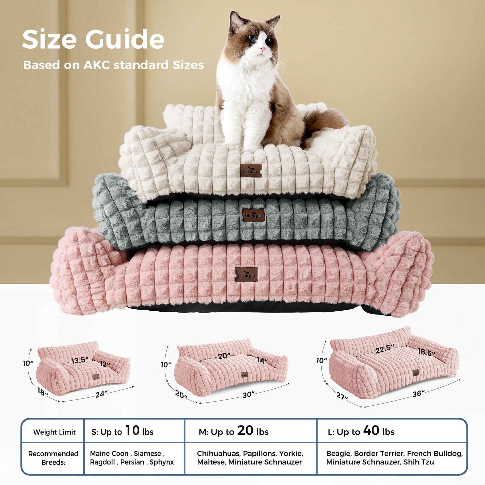 blunique Cat Bed for Indoor Cats Cute Cat Couch Beds, Fluffy Pet Couch