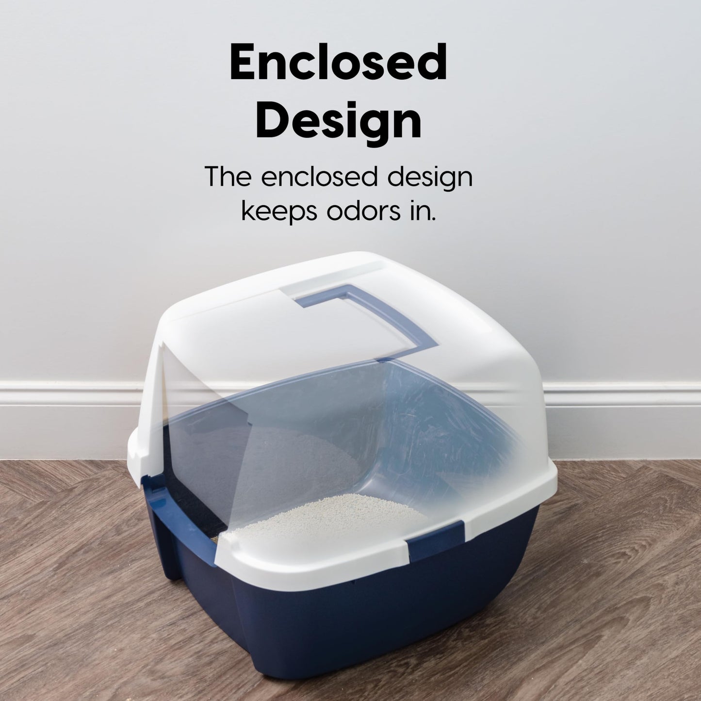 IRIS USA Cat Litter Box Large with Front Door Flap, Covered Box