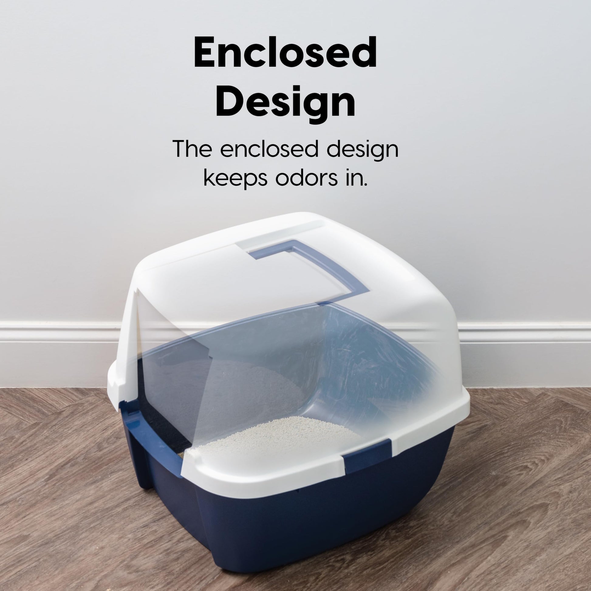 IRIS USA Cat Litter Box Large with Front Door Flap, Covered Box