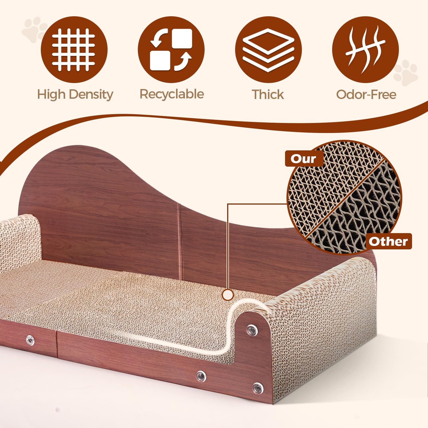 ComSaf 26.4" Large Cat Scratcher Bed, Cat Scratching Board, Bed