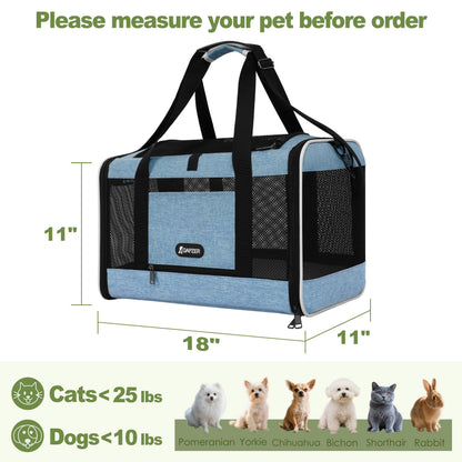 GAPZER Cat Carrier 18 x 11 x 11 Top Loading Soft-Sided Pet Travel Bag