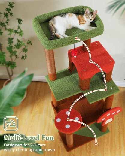 MUTTROS Mushroom Cat Tree Tower with Removable Scratcher