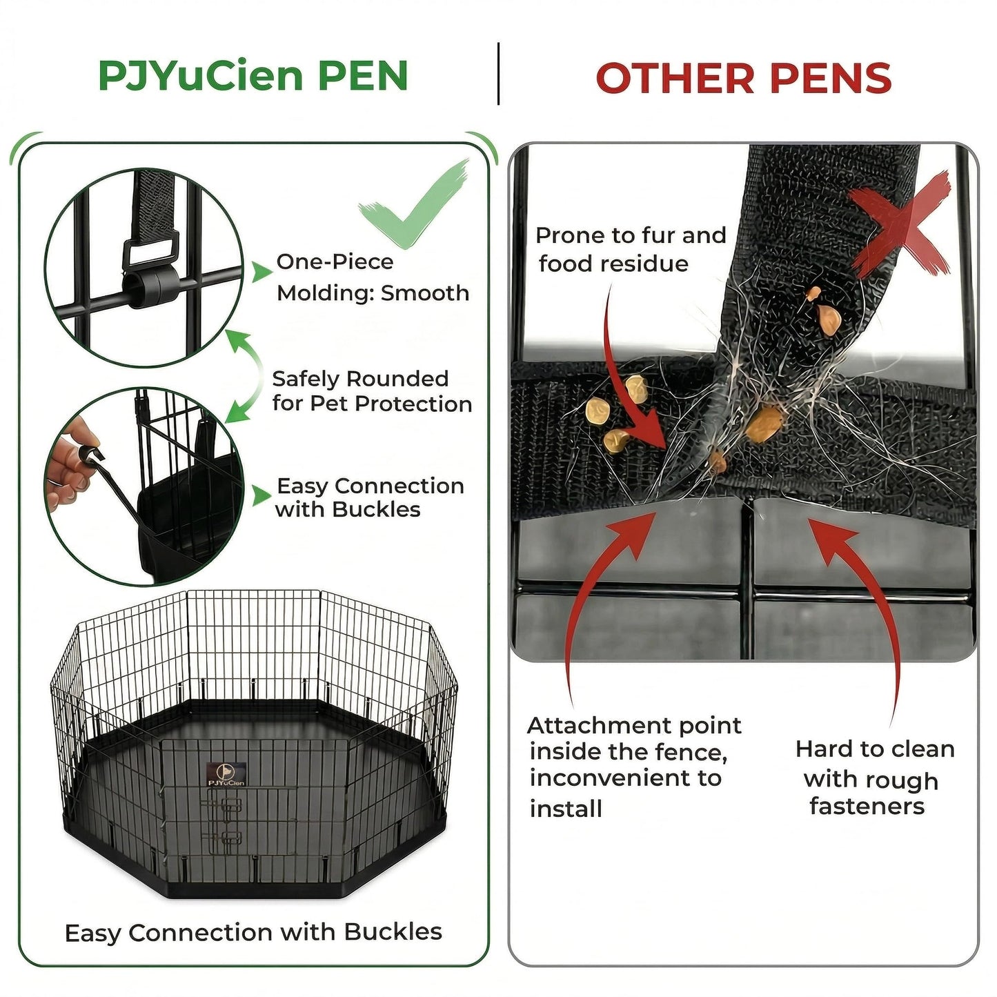 PJYuCien Dog Playpen with Bottom Pad Metal Foldable Exercise Kennel
