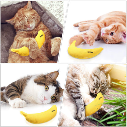 Sotiff 4 Pieces Catnip Toys Banana Cat Chew Catnip Toys Kitten Catnip