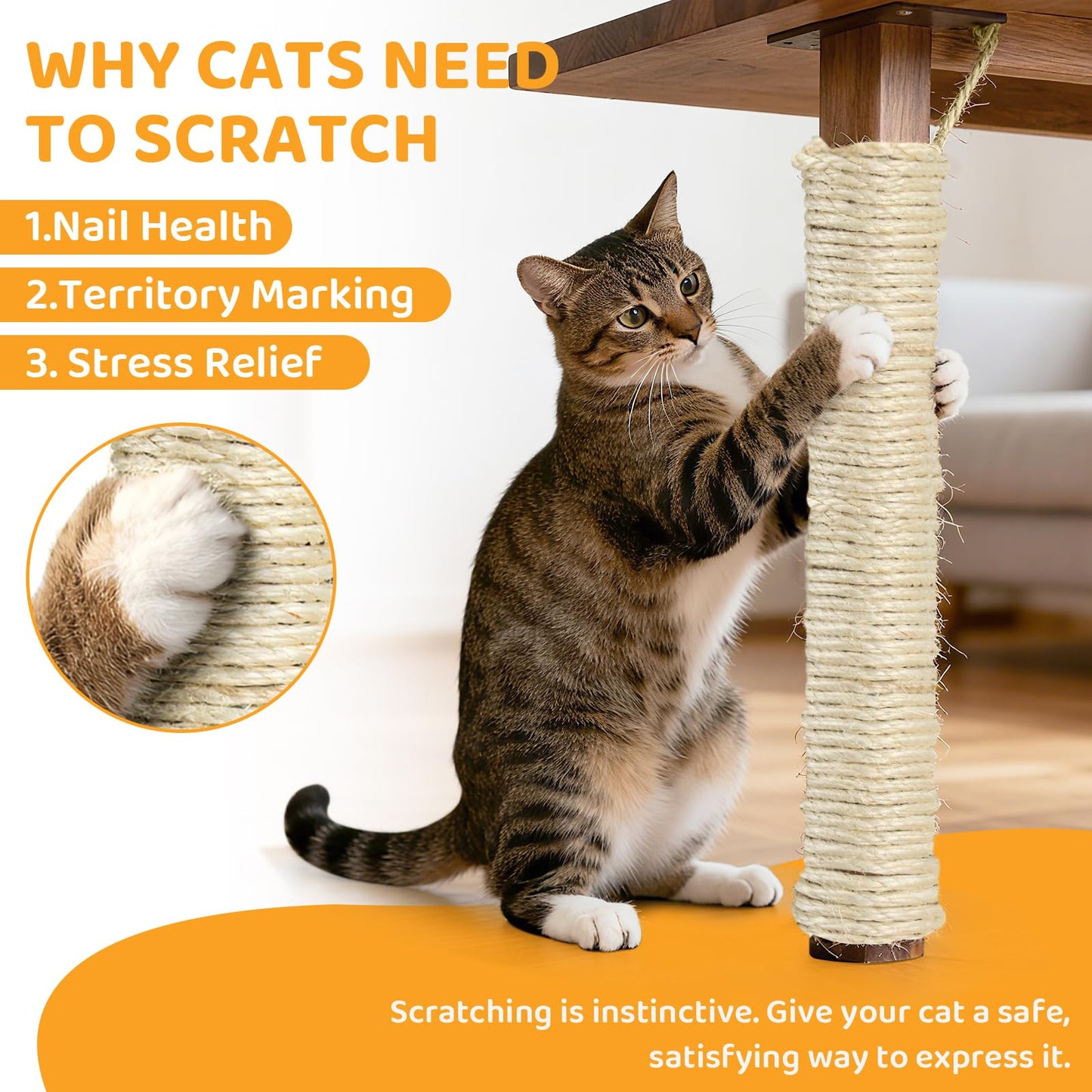 Natural Sisal Rope for Cat Scratcher Tree Thick 5-mm 1/ by Cat Tower