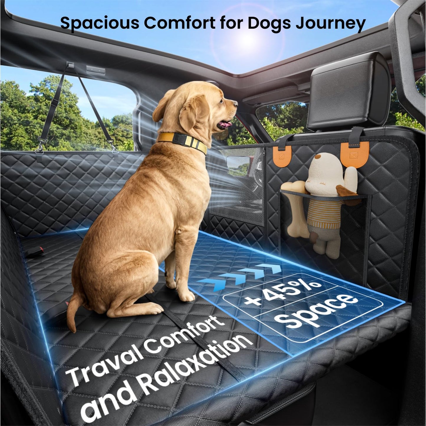 REEVAA Dog Truck Seat Cover for Back Seat, Hard Bottom Dog Hammock