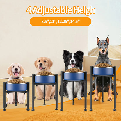PROERR Single Dog Bowl Stand,Tall Dog Food Stand Adjustable Wide Bowl