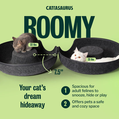 Cattasaurus Peekaboo Cat Cave for Multiple Large Cats Up to 30 Bed
