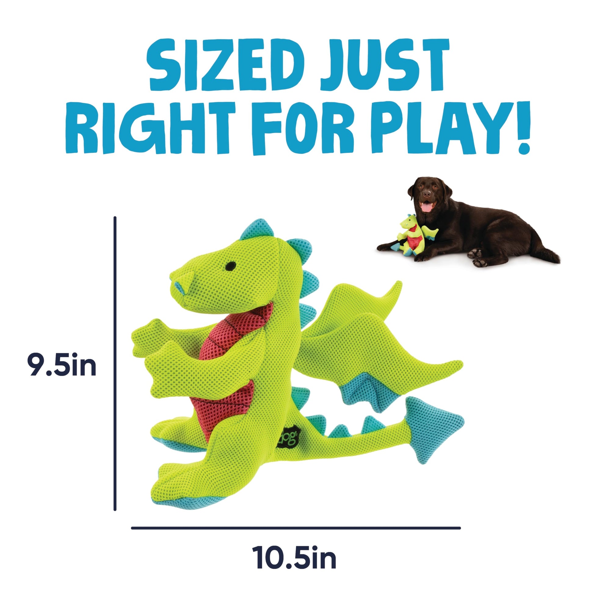 goDog Dragons Squeaky Plush Dog Toy with Double Chew Guard Plush