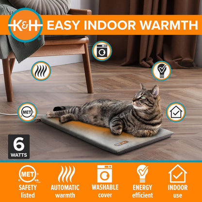 K&H Pet Products Heated Cat Bed Pad for Indoor Cats, Thermo-Kitty Mat