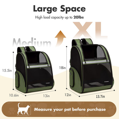 FERMAO Pet Backpack Carrier, Large Cat Carrier Backpack Up Carrier