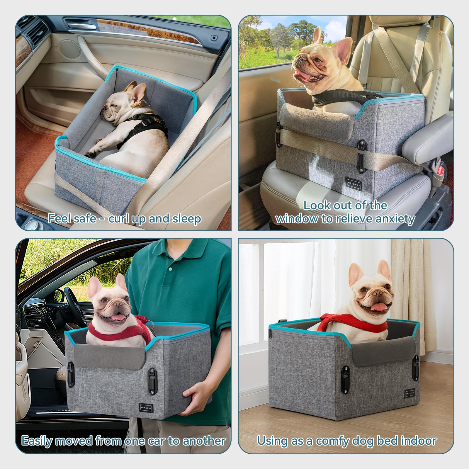 PETSFIT Dog Car Seats for Small Dogs Patented Safety Buckles Seat