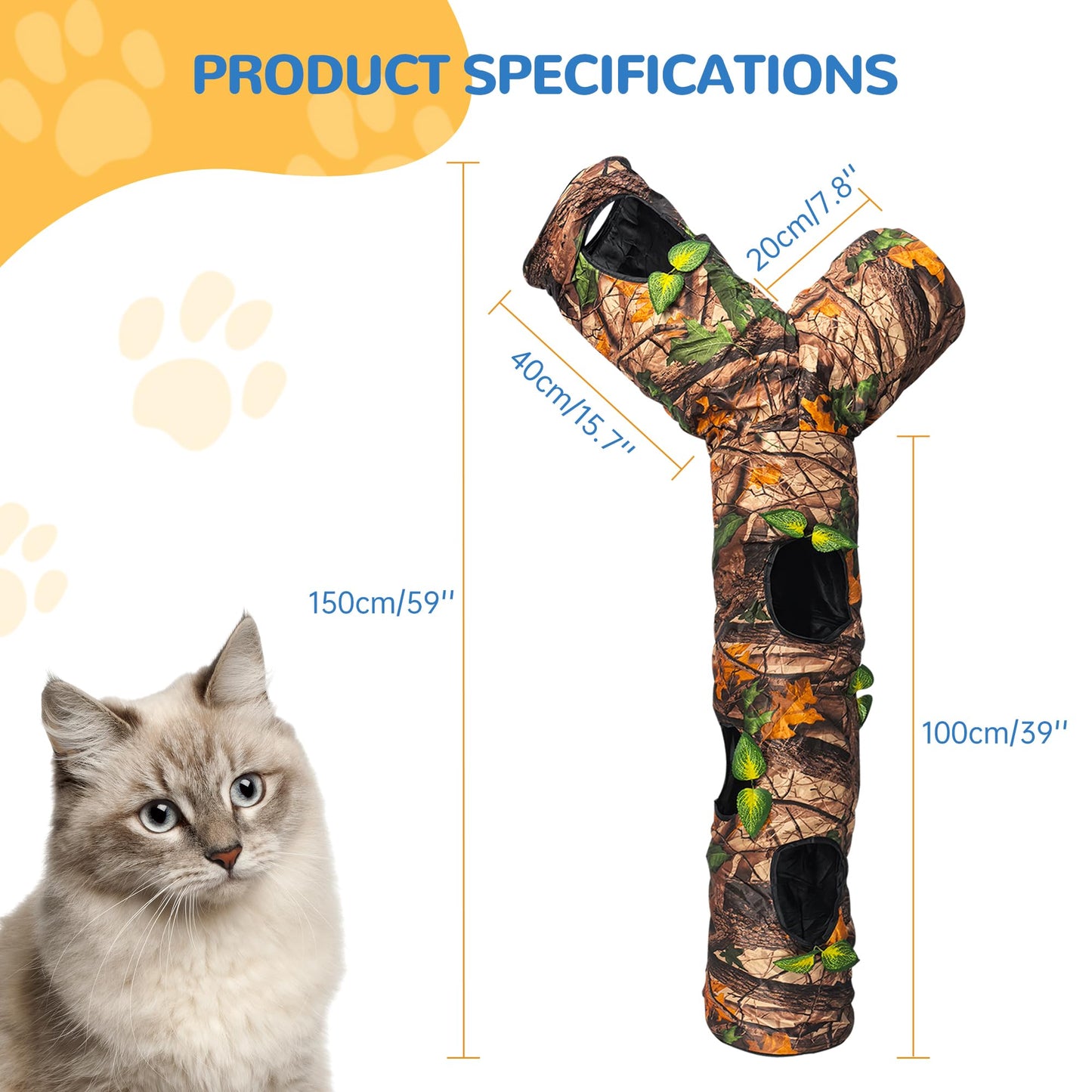 FelRelWel Cat Tunnel,Under Christmas Tree 59" Large Y-Shape Cat Toy