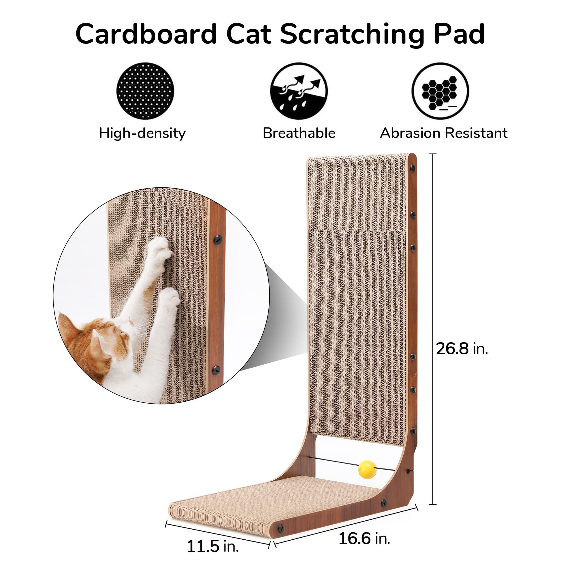 FUKUMARU Cat Scratcher, Cat Scratch Pad for Indoor Cats, L Shaped Pad