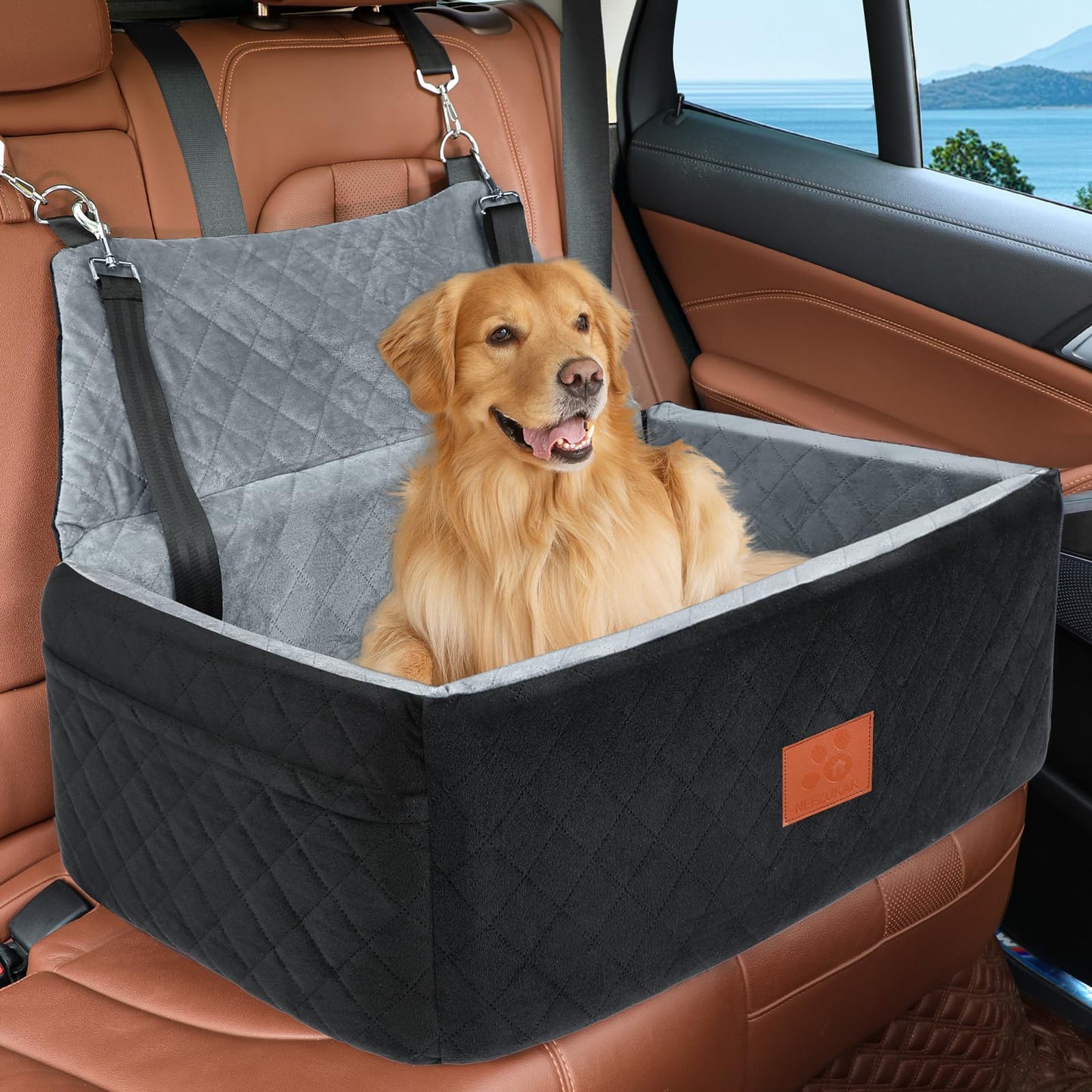 Dog Car Seat for Large Medium Dogs,Washable Pet CarSeat Under or Seat