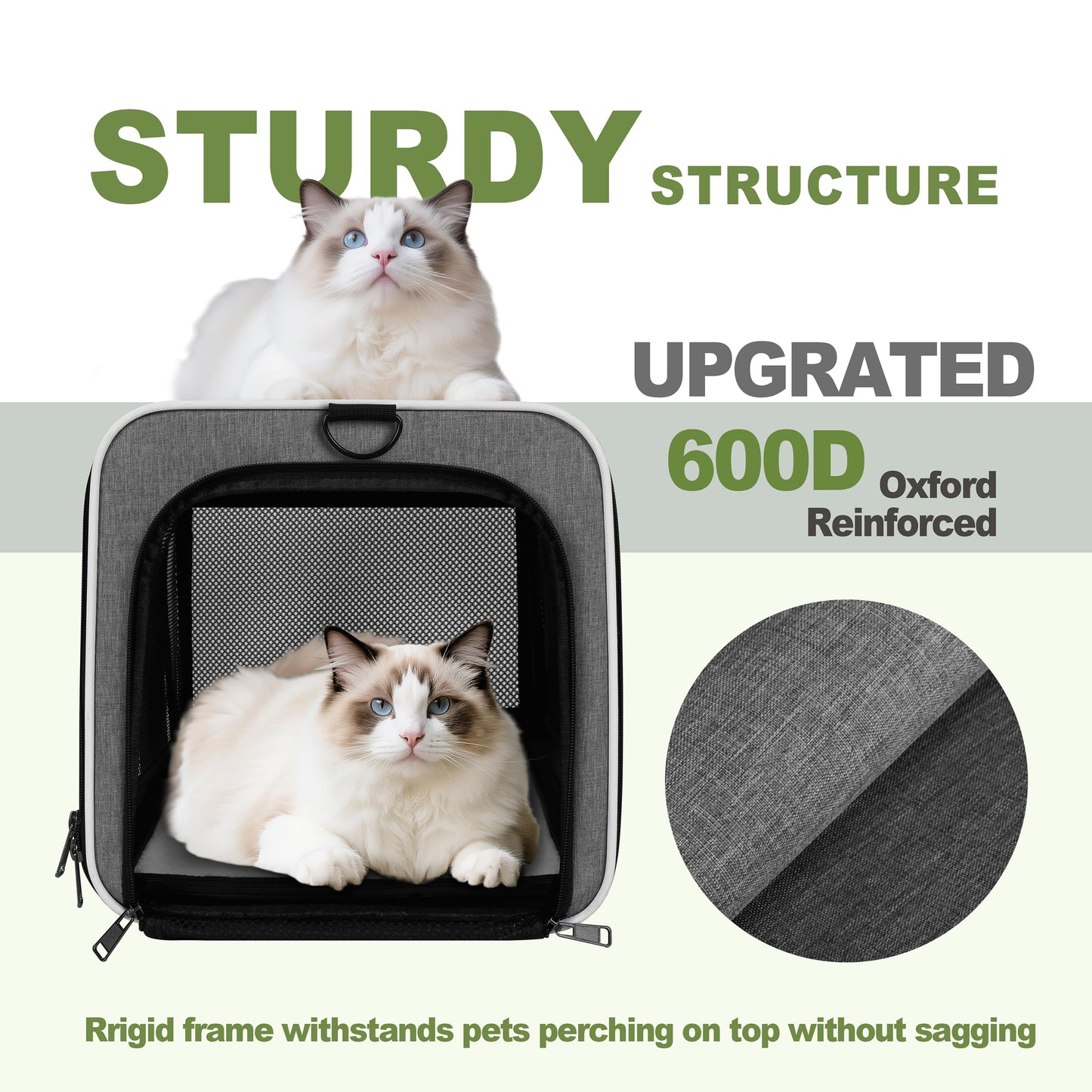 GAPZER Cat Carrier 18x11x11 Top Load Soft Pet Travel Bag Over Bag