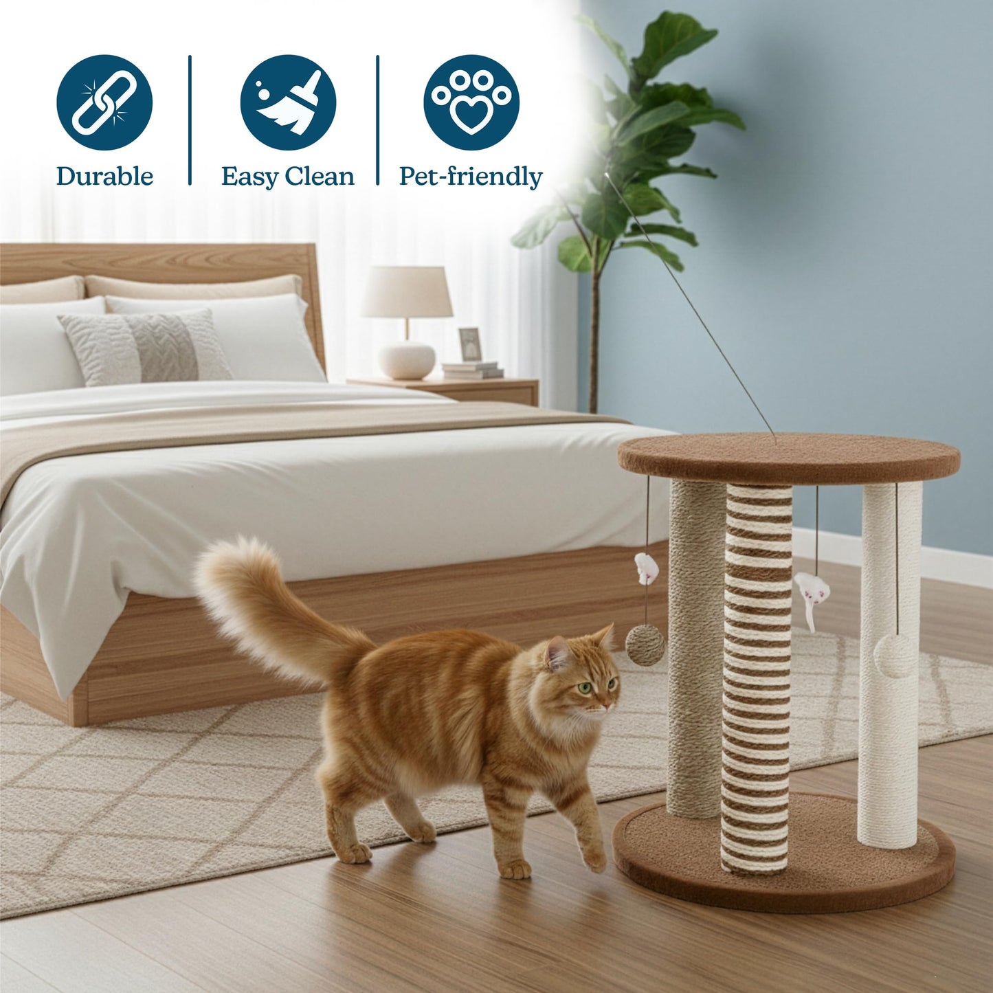 Cat Scratching Post 3 Scratcher Posts with Carpeted Base Play Posts