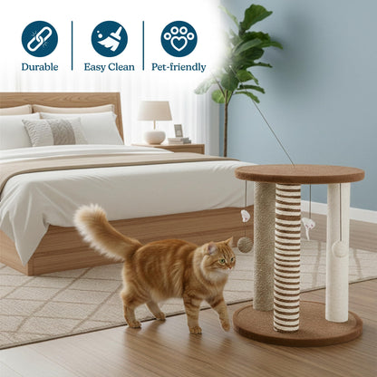 Cat Scratching Post 3 Scratcher Posts with Carpeted Base Play Posts