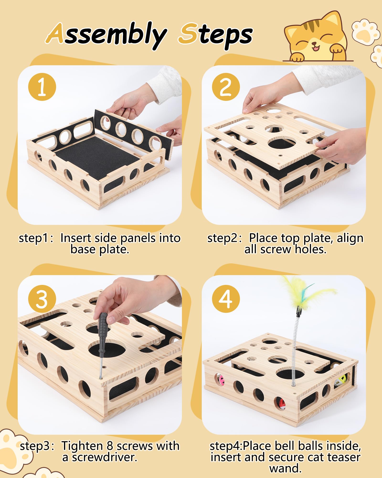 Cat Toys for Indoor Cats Interactive Box Puzzle Toy Nail Scratcher