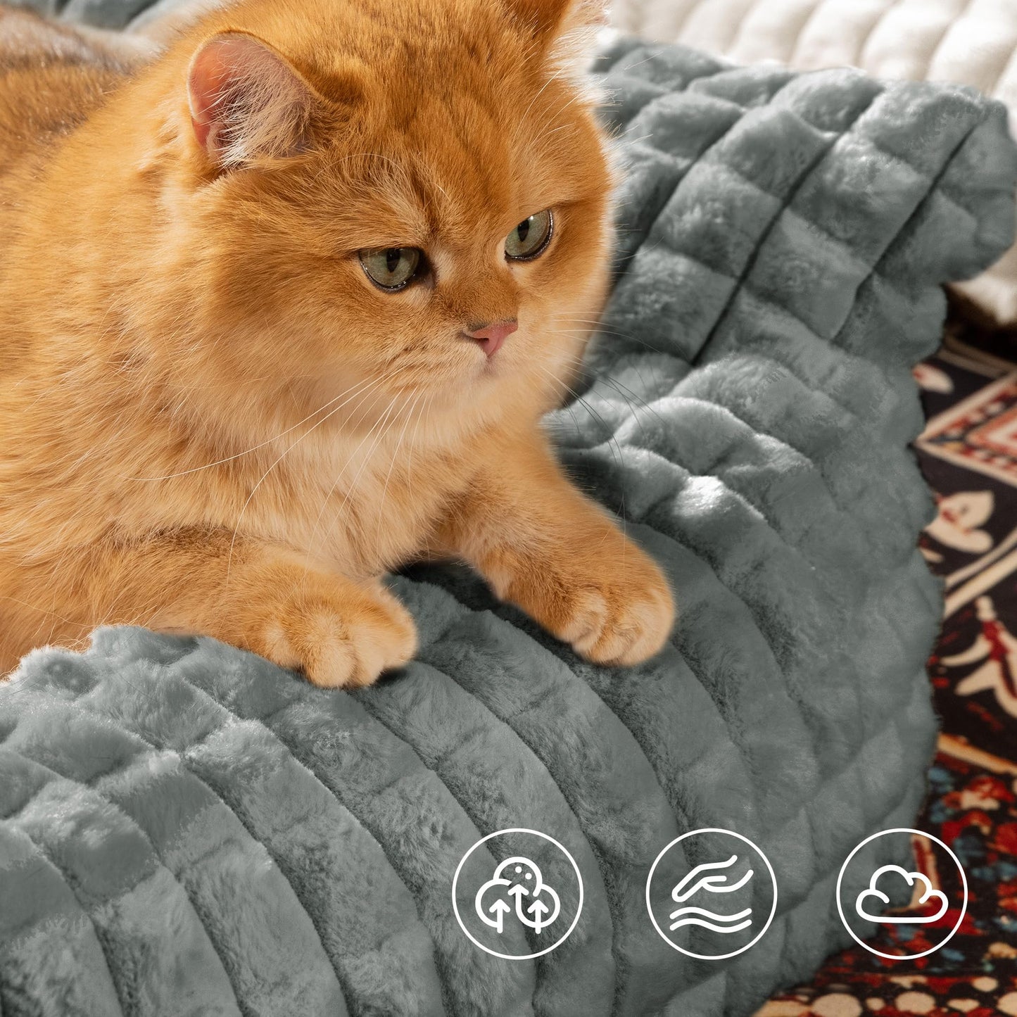 blunique Cute Cat Couch Bed Supportive Fluffy Pet Sofa with Faux Bed