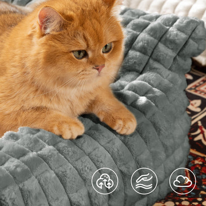 blunique Cute Cat Couch Bed Supportive Fluffy Pet Sofa with Faux Bed