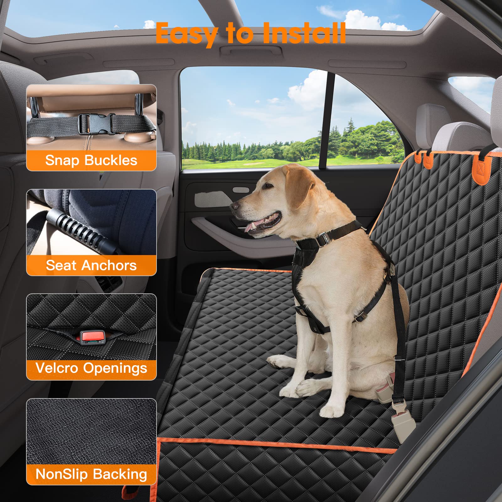 MIXJOY Dog Seat Cover for Back Seat Waterproof Dog Seat Covers Seat