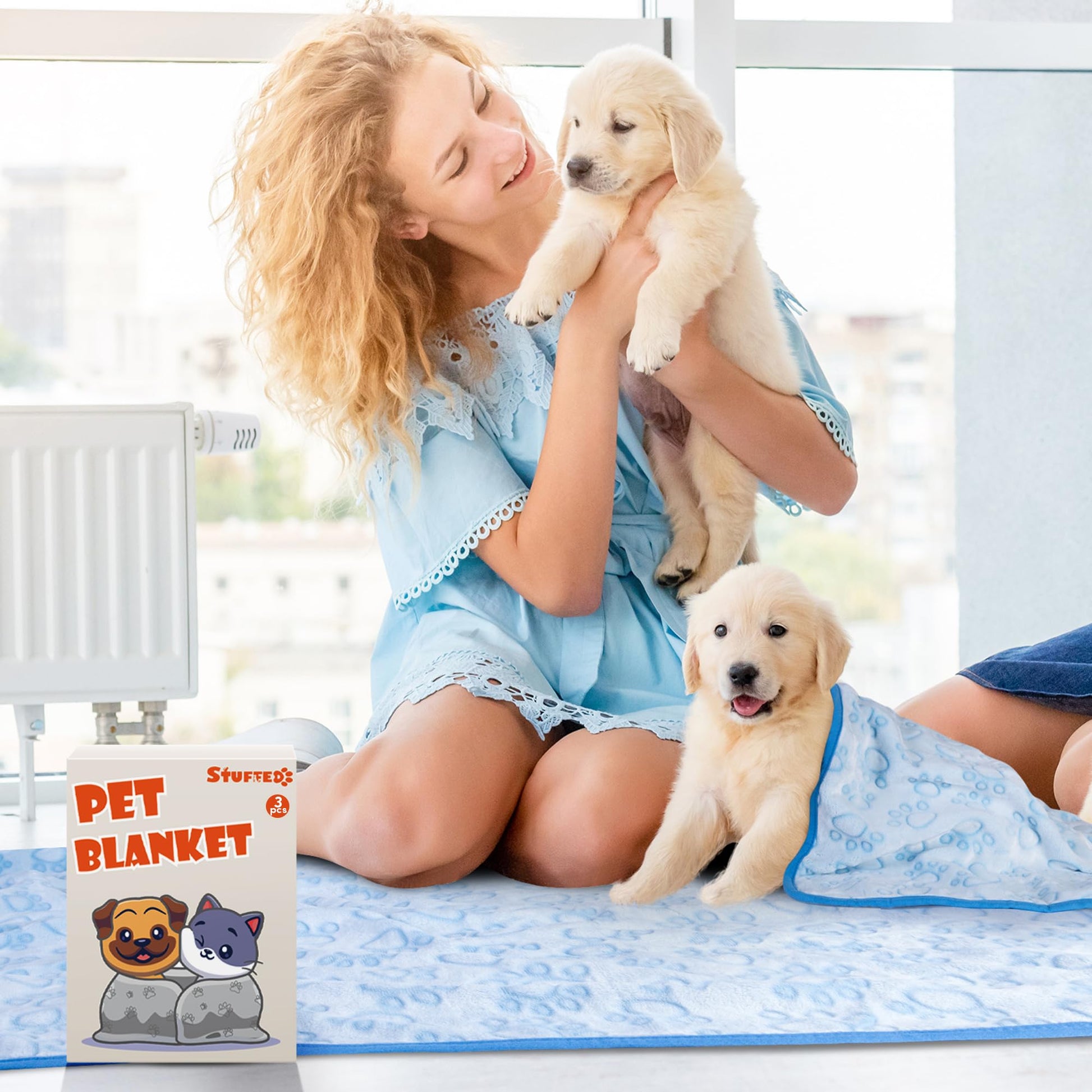 Stuffed Dog Blanket, Soft Throw Flannel Fleece Blanket Crate