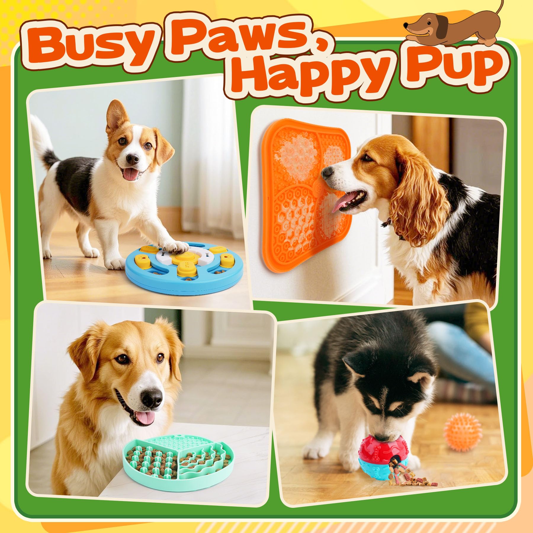 Forfon 10 Pack Complete Dog Puzzle Toys Set-Dog Lick Mat Feeding Toys
