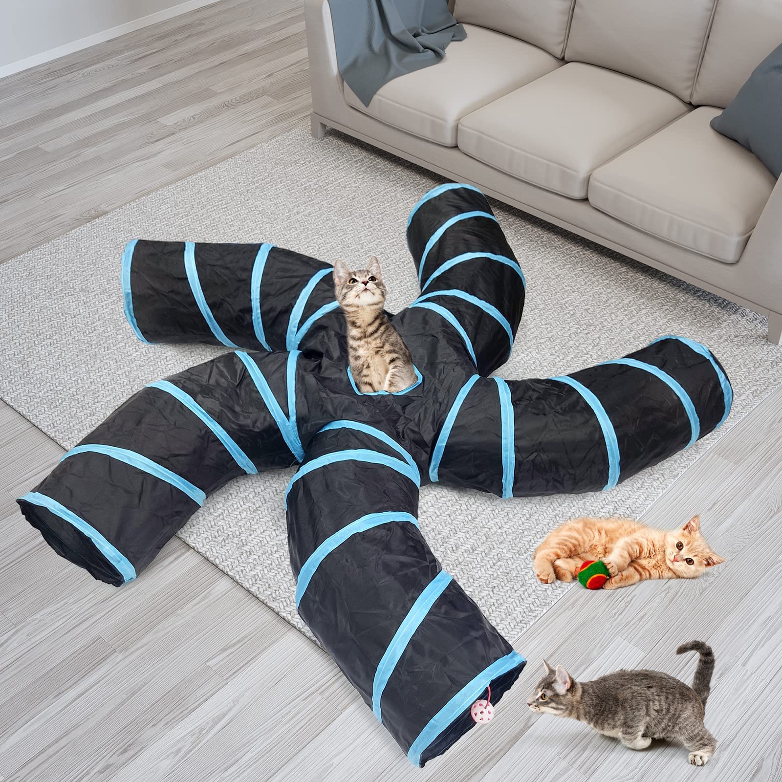 Bemodst Cat Tunnel for Indoor Cats, 5 Way Cat Tubes and Tunnels Tunnel