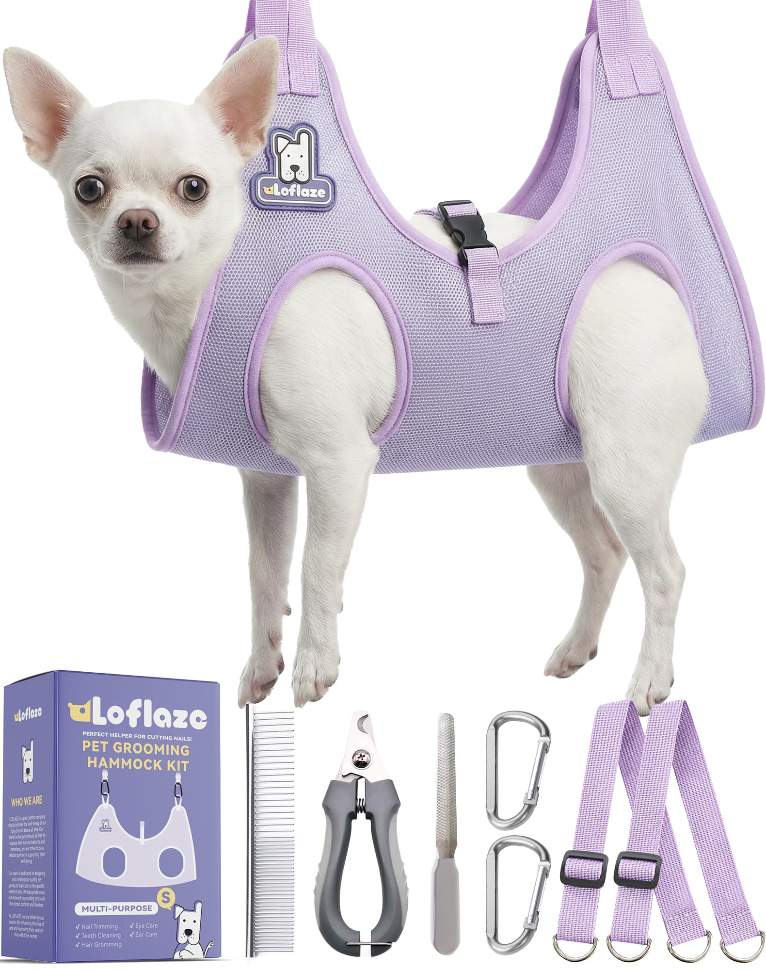 Loflaze Dog Grooming Hammock Harness for Dogs Cats with Pet Nail Bag