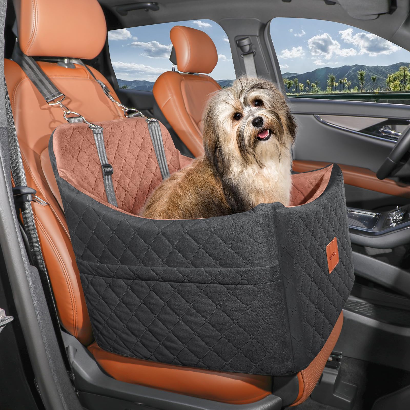 INDYBUD Dog Car Seat for Small/Medium Dogs, Memory Foam Dog Seat