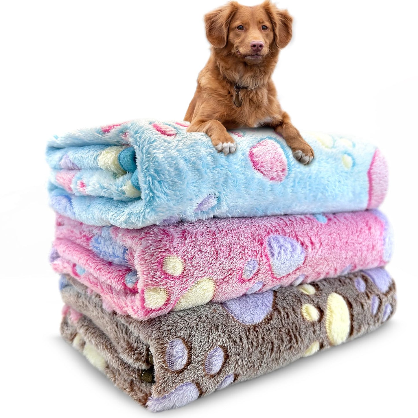 Dog Blankets for Small Dogs and Puppies, 3 Pack Washable Pet Crate