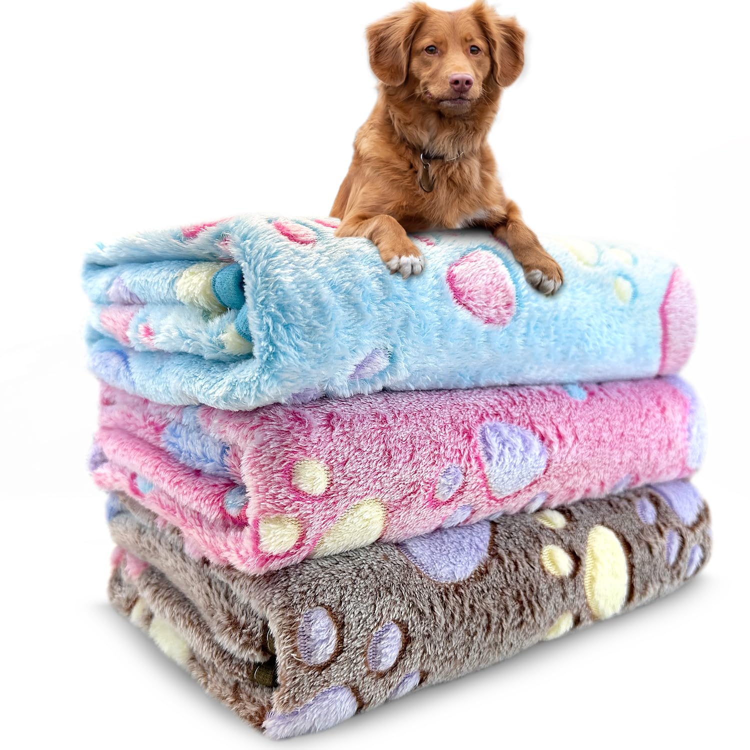 Dog Blankets for Small Dogs and Puppies, 3 Pack Washable Pet Crate
